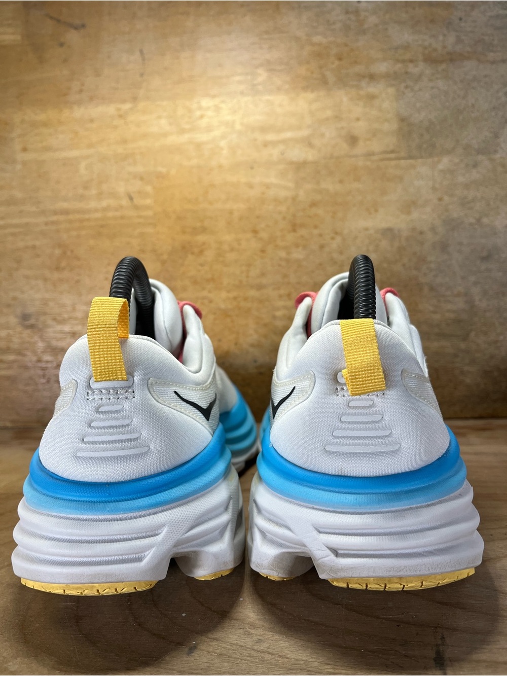 Hoka One One Bondi 8 REFLECTIVE Womens Sz 8.5 Running Shoes Sneakers White Blue - Picture 6 of 13